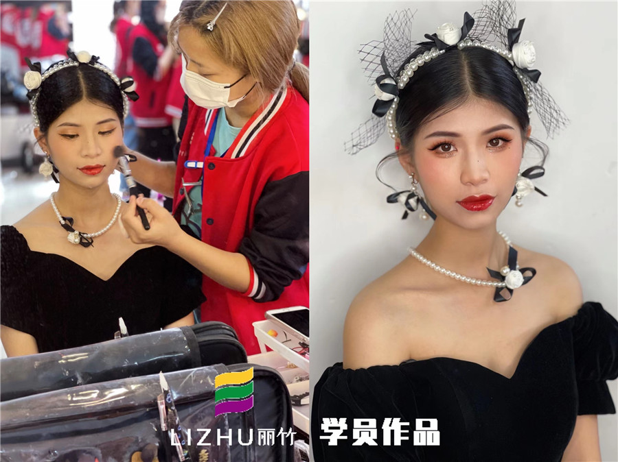 廣西美妝造型培訓(xùn)學(xué)校作品：輕復(fù)古造型、韓式披發(fā)新娘造型