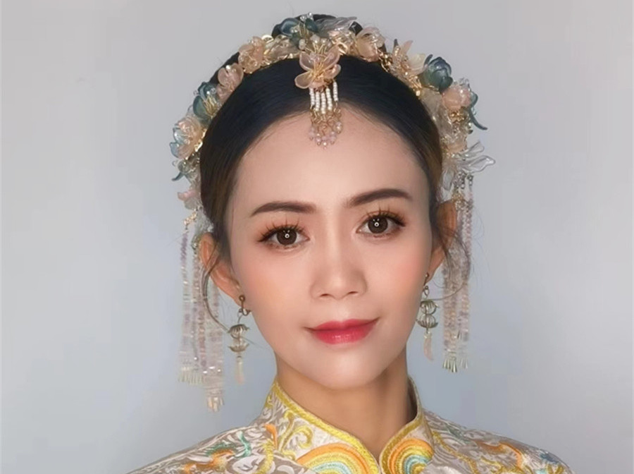 國風新娘造型，廣西新娘彩妝造型學校演繹中國美