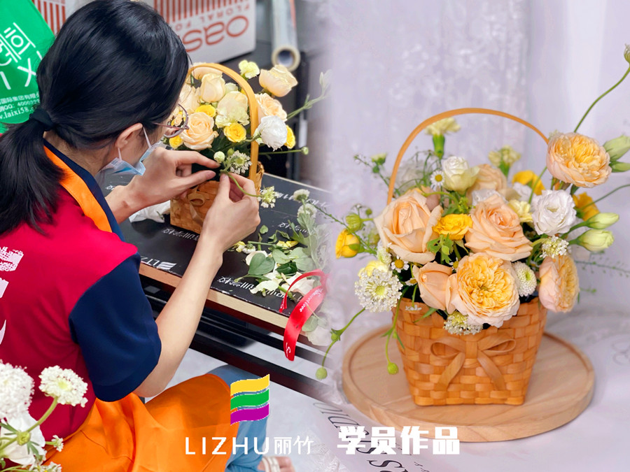 奶油系手提花籃特點，?廣西學花藝零基礎(chǔ)課程