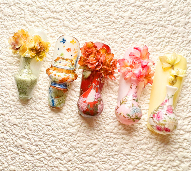 國(guó)風(fēng)瓷器美甲，南寧美甲款式造型作品