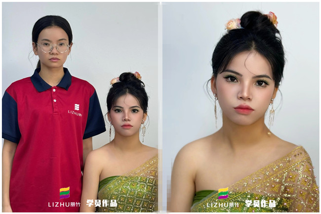 傣族少女寫真，學(xué)專業(yè)彩妝在南寧學(xué)員作品