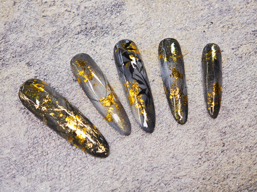 新中式竹林美甲，廣西美甲學(xué)校排名前十作品