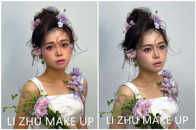 鮮花抽絲造型，南寧化妝高彩造型學(xué)校作品欣賞