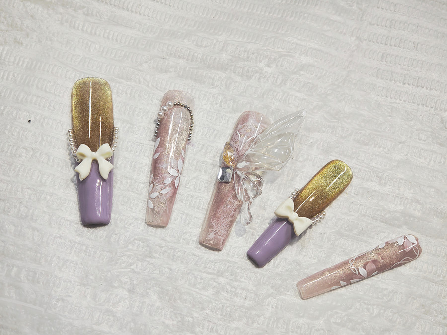 貓眼飾品蝴蝶美甲，南寧美甲培訓(xùn)新手教程