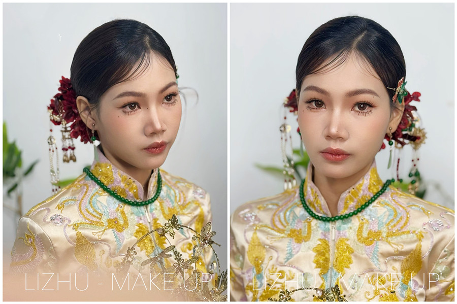 龍鳳褂新娘造型解析，廣西新娘化妝跟妝